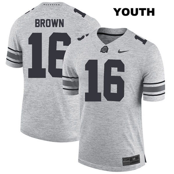Ohio State Buckeyes Youth Cameron Brown #16 Gray Authentic Nike College NCAA Stitched Football Jersey YI19J33RU